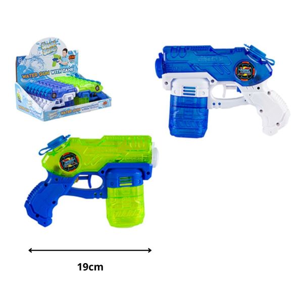 PISTOLA AD ACQUA TRASPARENTE 19cm 3ass…x14…x84